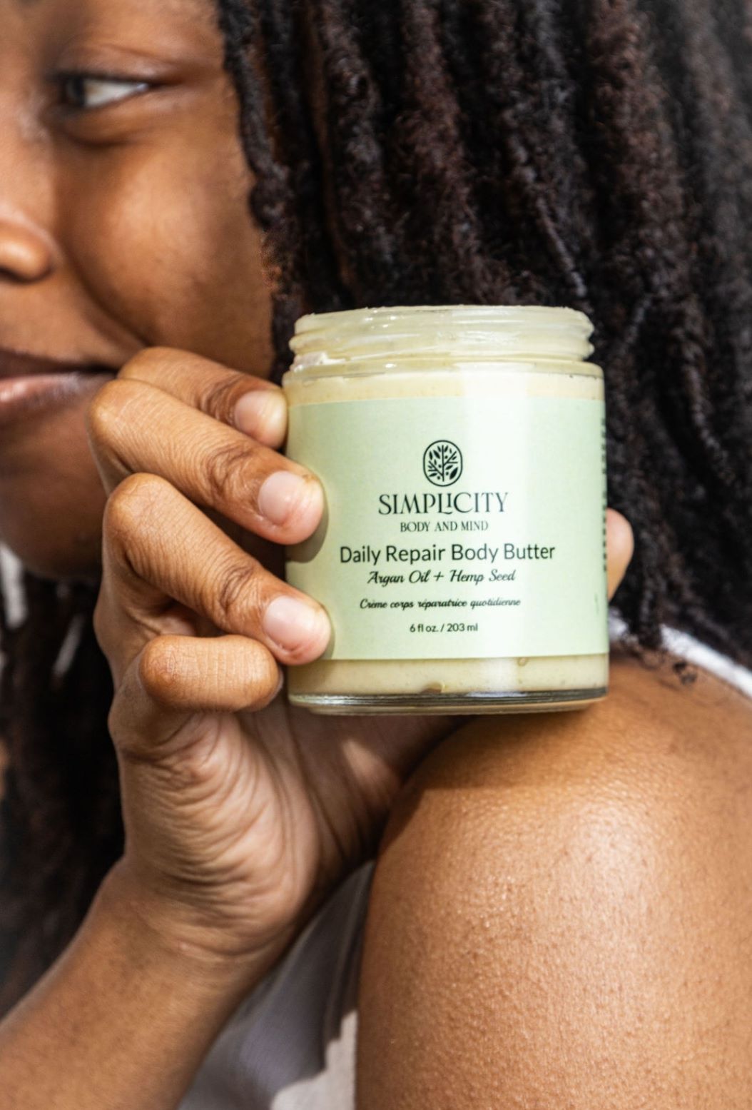 100% natural ingredients, body butter for dry skin, sensitive skin, and aging skin 